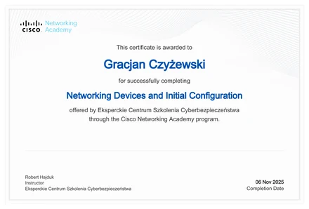 Certificate Networking Devices and Initial Configuration