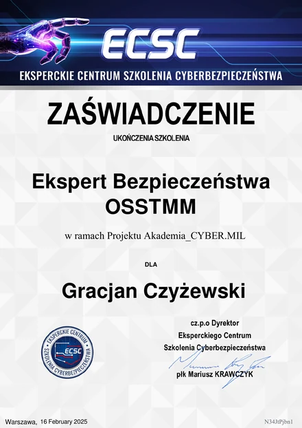 Certificate OSSTMM Security Expert