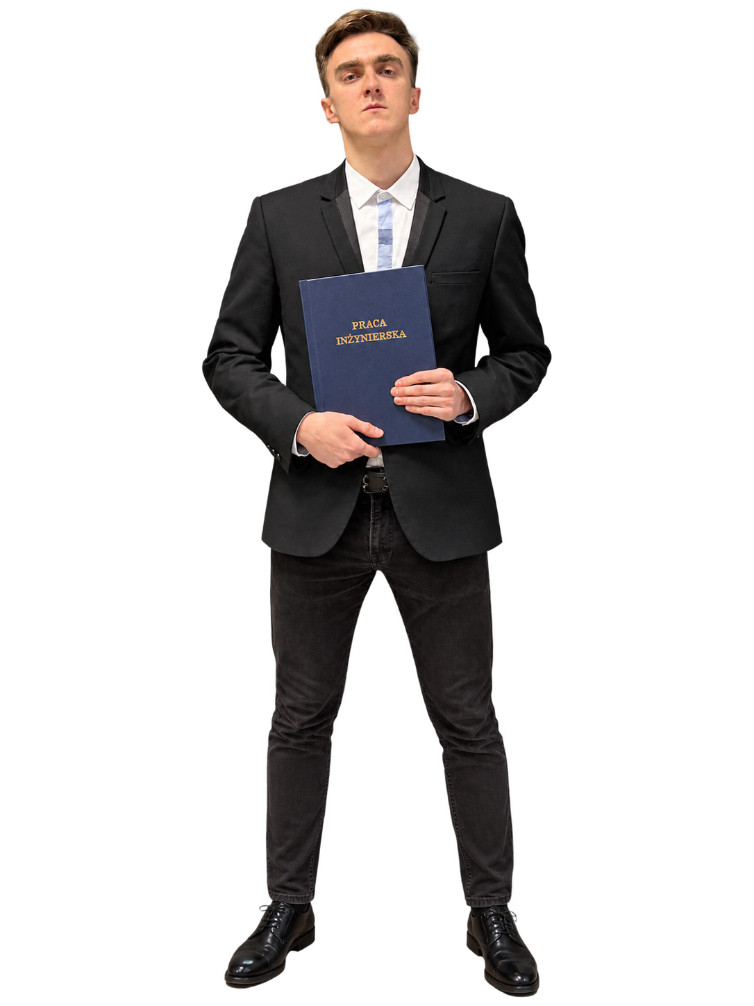 Gracjan Czyżewski holding his engineering thesis